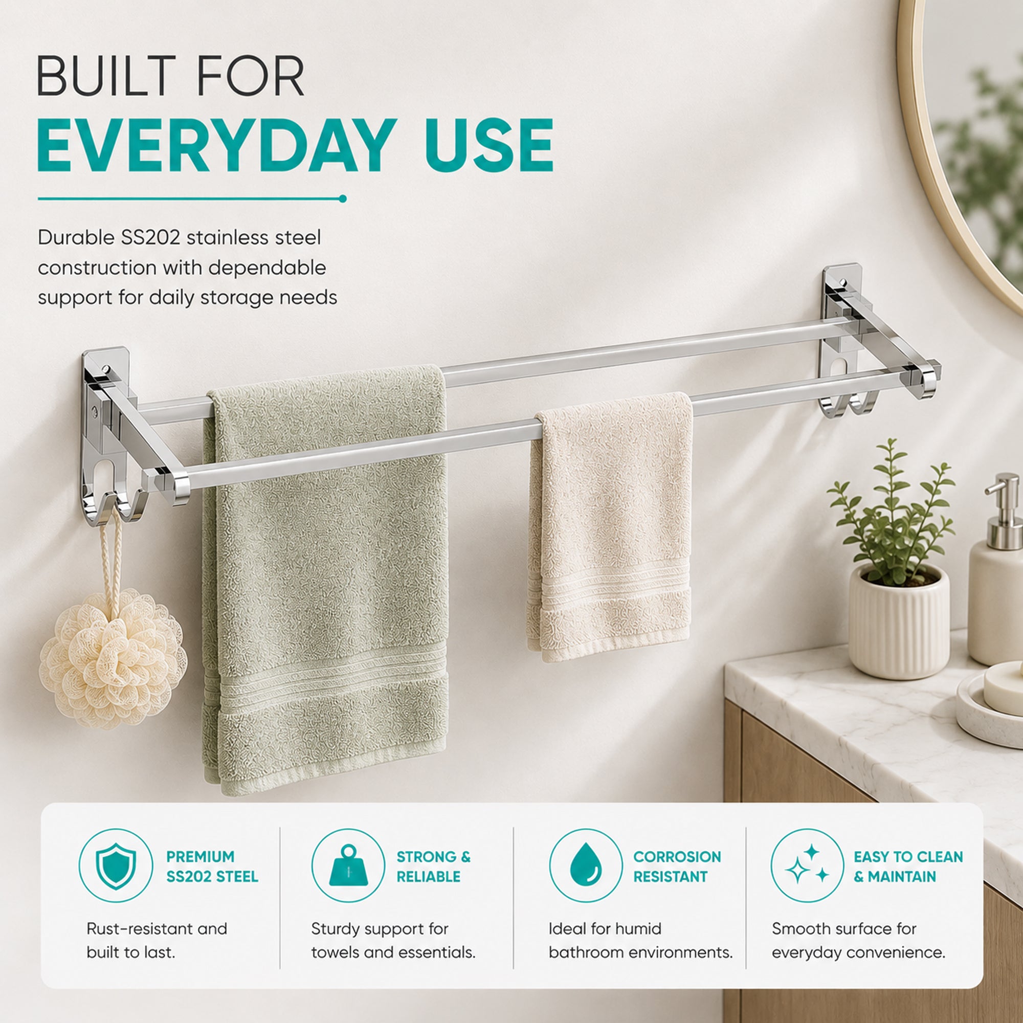 Folding Double Towel Rod | Flippers Series