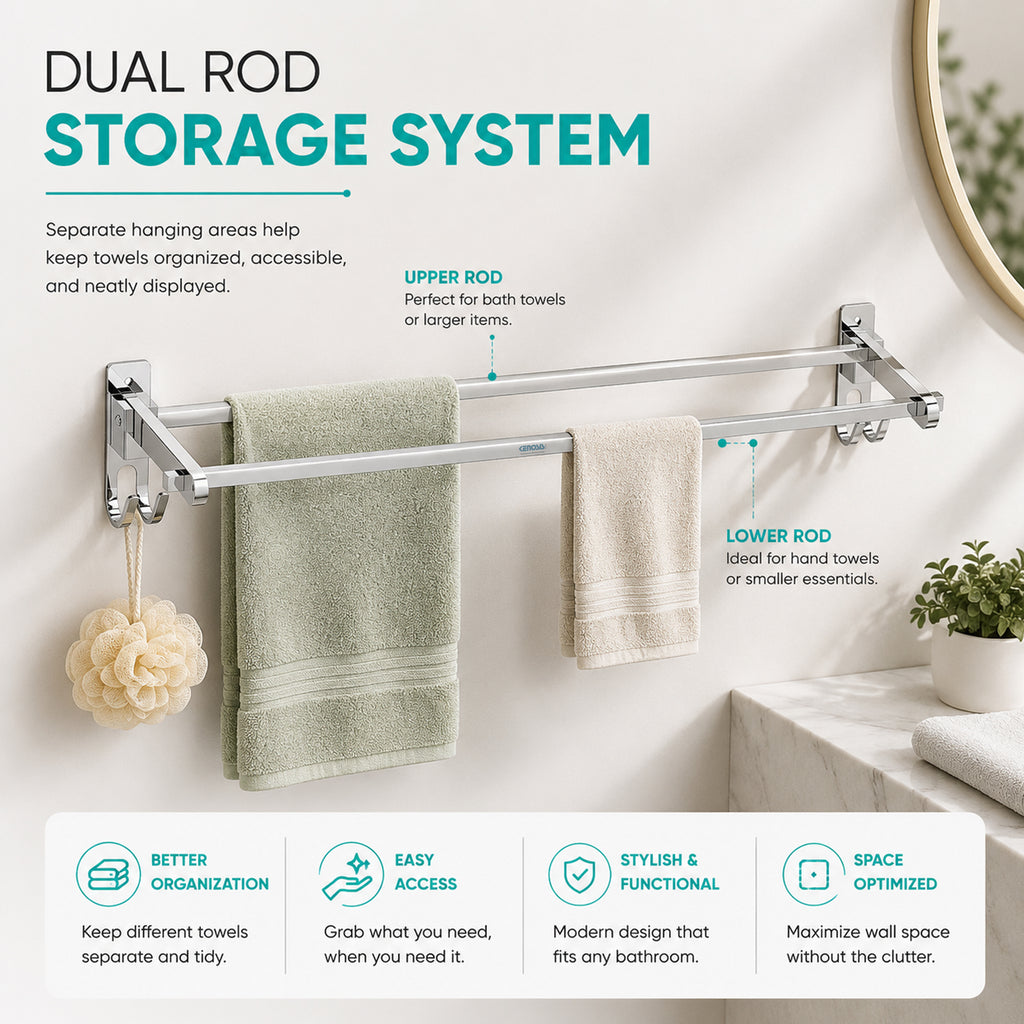 Folding Double Towel Rod | Flippers Series