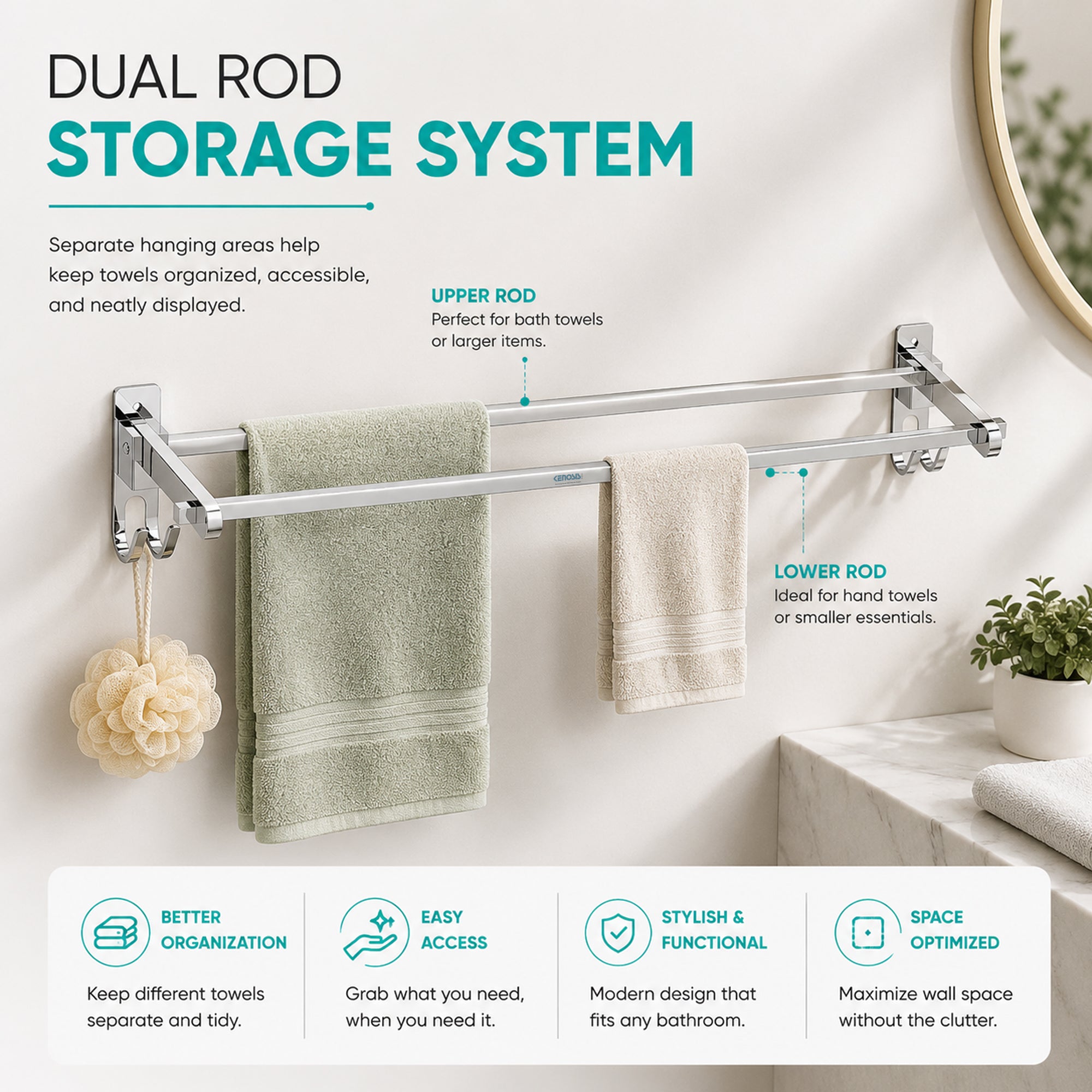 Folding Double Towel Rod | Flippers Series